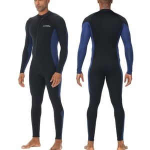Men's Black and Blue Full Body Swimsuit